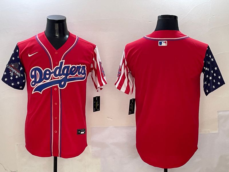 Men Los Angeles Dodgers Blank Red a generation of national flags Joint name 2025 Nike MLB Jersey style 2->los angeles dodgers->MLB Jersey